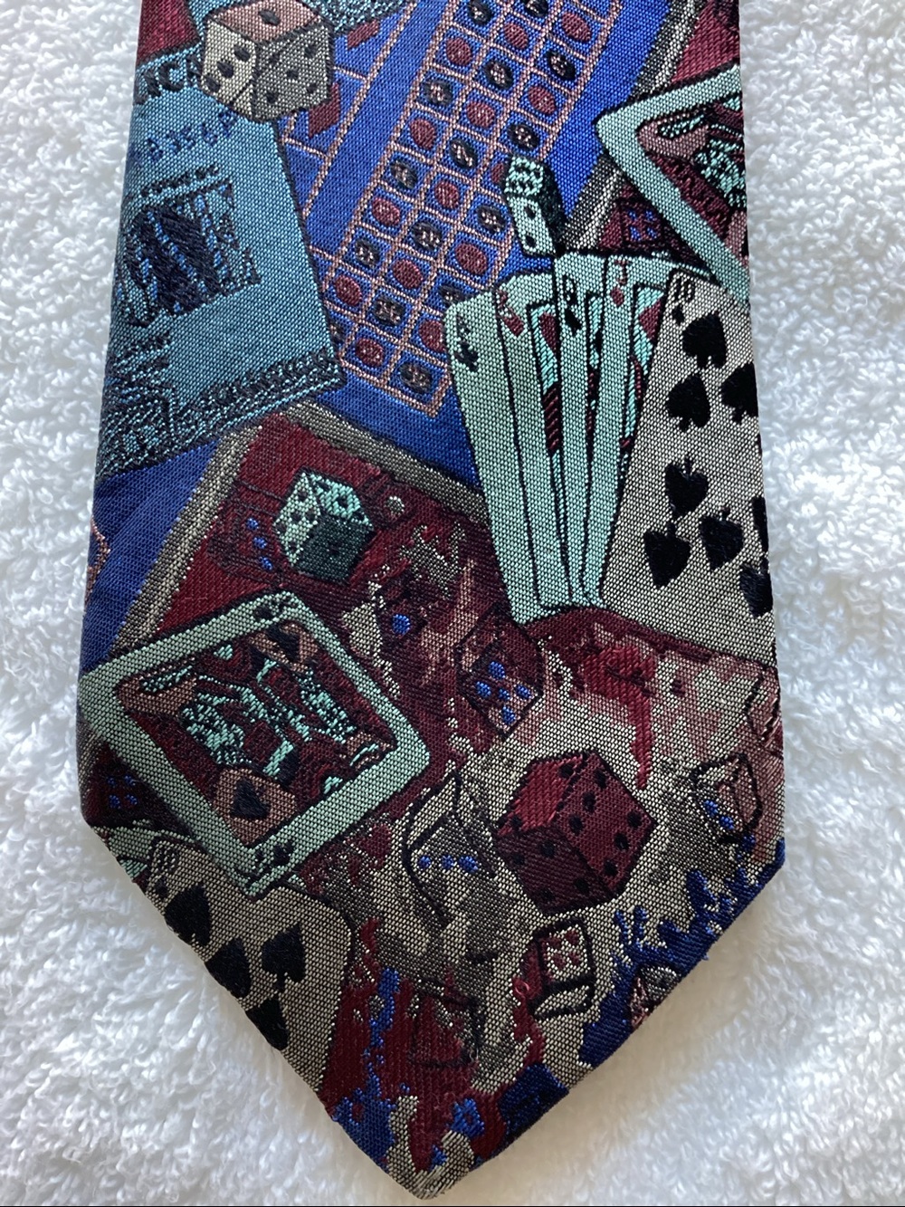 Textured Gray Men's Tie with Multicolor Geometric Accents